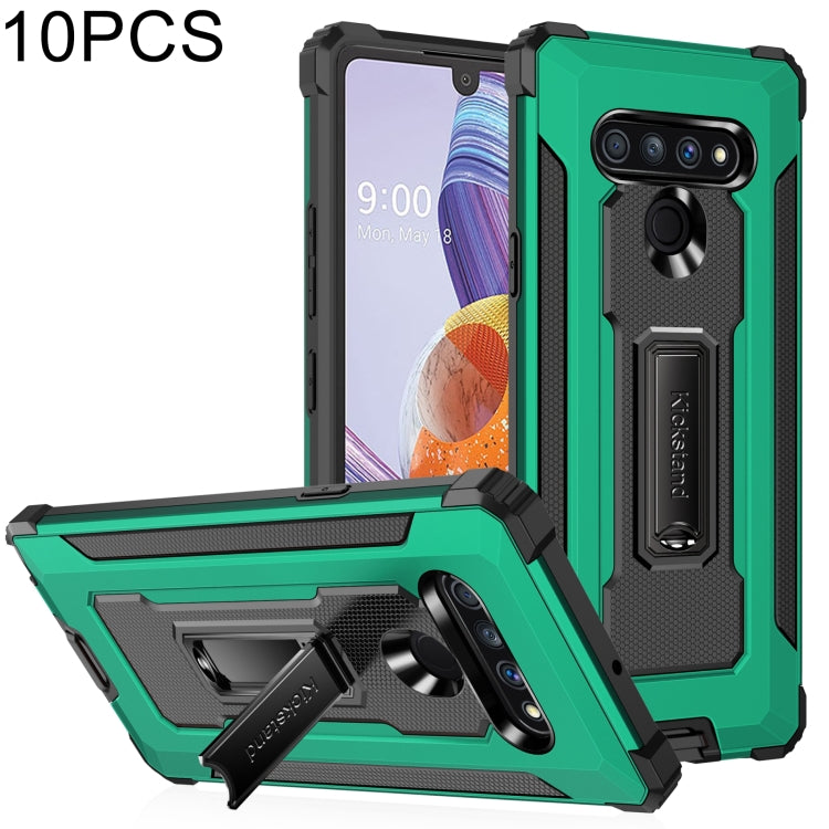 For LG Stylo 6 10 PCS Knight Jazz PC+TPU Shockproof Protective Case with Foldable Holder