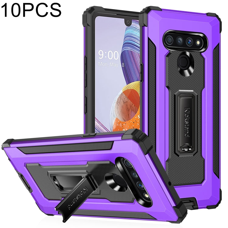 For LG Stylo 6 10 PCS Knight Jazz PC+TPU Shockproof Protective Case with Foldable Holder