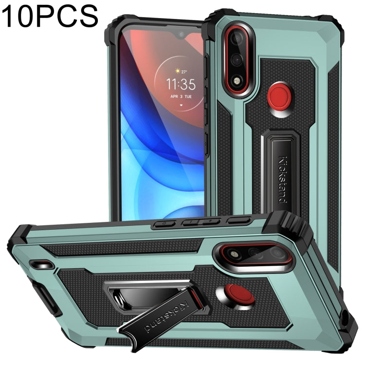 For Motorola Moto E7 Power 2021 10 PCS Knight Jazz PC+TPU Shockproof Protective Case with Foldable Holder