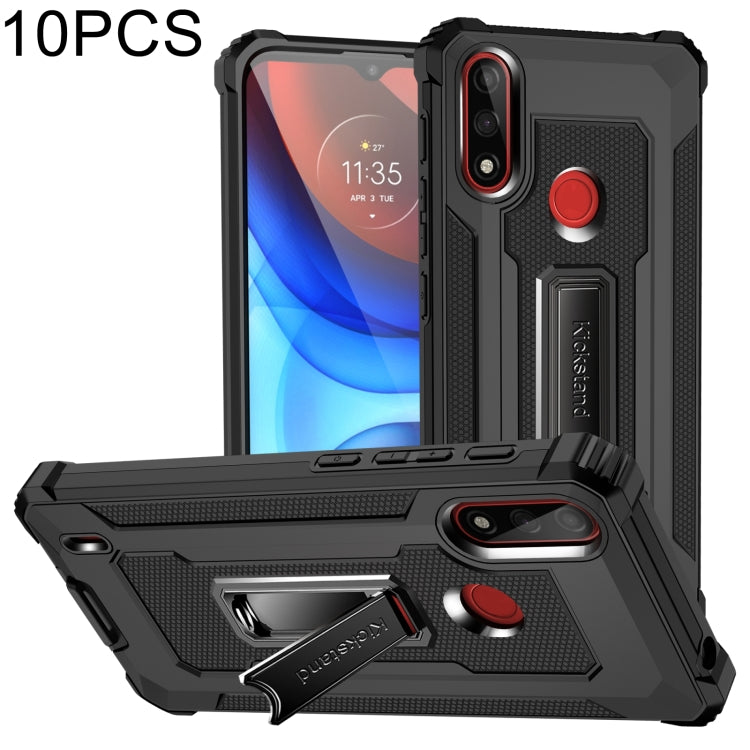 For Motorola Moto E7 Power 2021 10 PCS Knight Jazz PC+TPU Shockproof Protective Case with Foldable Holder
