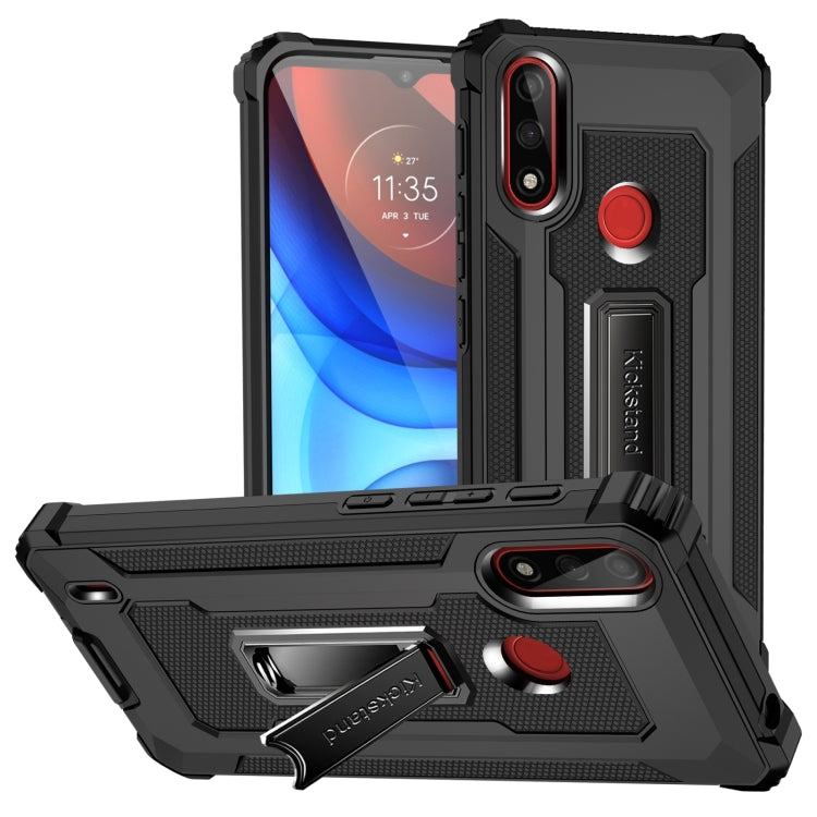 For Motorola Moto E7 Power 2021 10 PCS Knight Jazz PC+TPU Shockproof Protective Case with Foldable Holder
