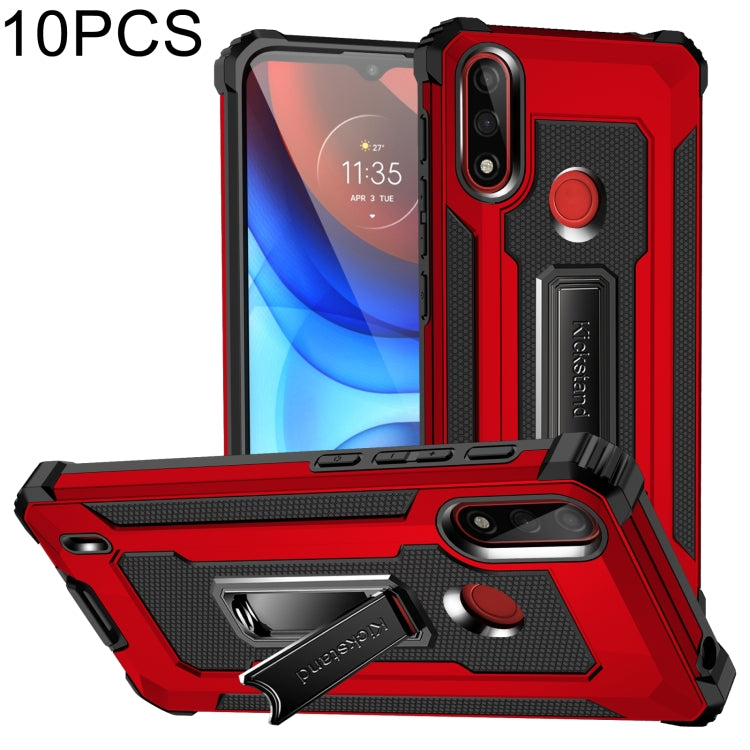 For Motorola Moto E7 Power 2021 10 PCS Knight Jazz PC+TPU Shockproof Protective Case with Foldable Holder