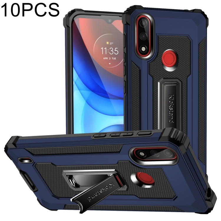For Motorola Moto E7 Power 2021 10 PCS Knight Jazz PC+TPU Shockproof Protective Case with Foldable Holder