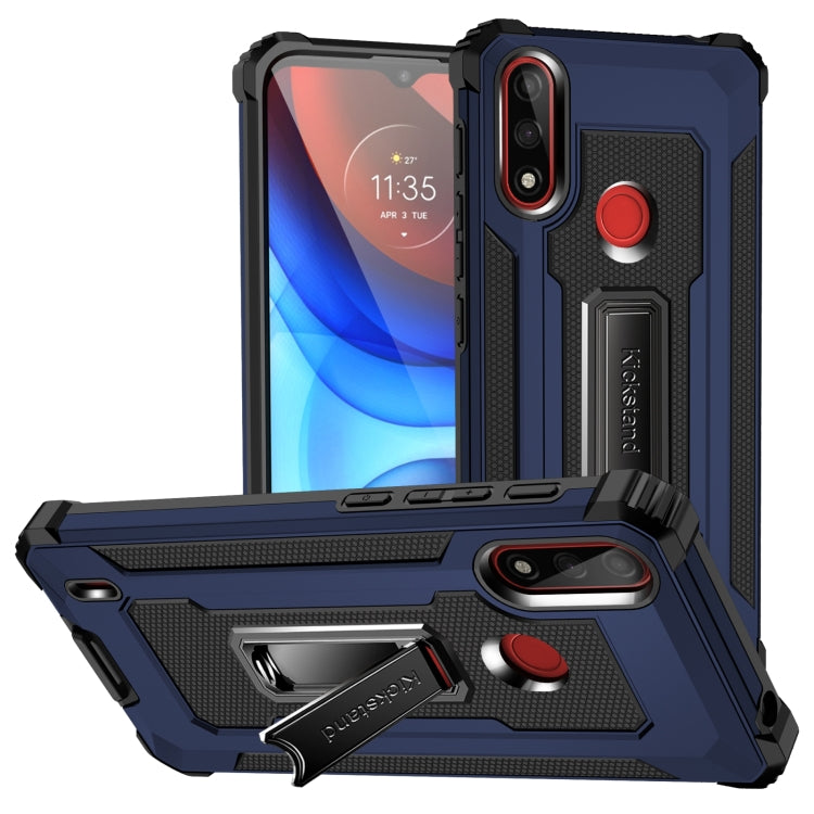 For Motorola Moto E7 Power 2021 10 PCS Knight Jazz PC+TPU Shockproof Protective Case with Foldable Holder