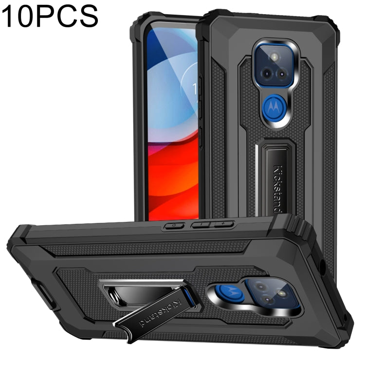 For Motorola Moto G Play 2021 10 PCS Knight Jazz PC+TPU Shockproof Protective Case with Foldable Holder