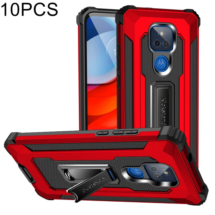 For Motorola Moto G Play 2021 10 PCS Knight Jazz PC+TPU Shockproof Protective Case with Foldable Holder