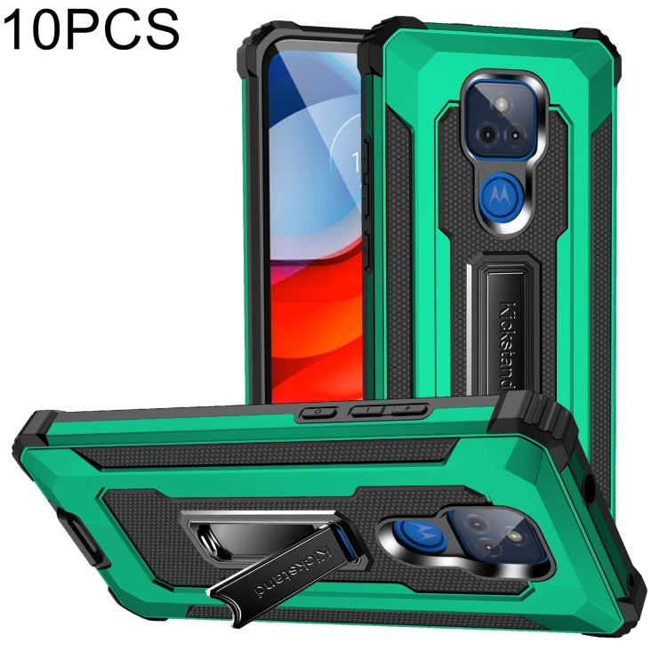 For Motorola Moto G Play 2021 10 PCS Knight Jazz PC+TPU Shockproof Protective Case with Foldable Holder