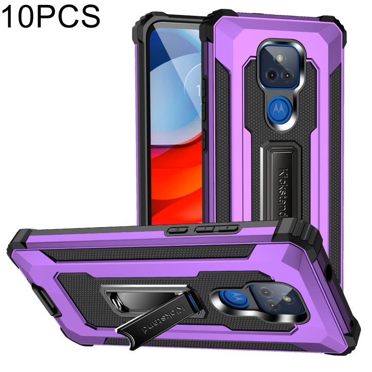 For Motorola Moto G Play 2021 10 PCS Knight Jazz PC+TPU Shockproof Protective Case with Foldable Holder