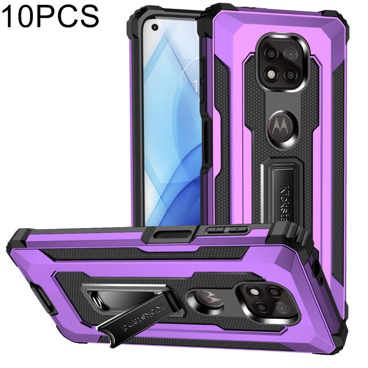 For Motorola Moto G Power 2021 10 PCS Knight Jazz PC+TPU Shockproof Protective Case with Foldable Holder