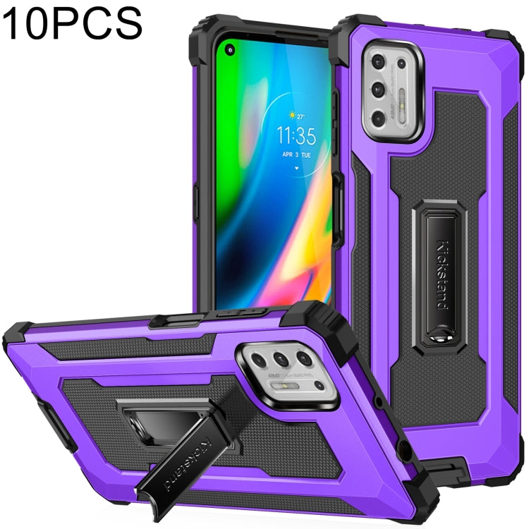 For Motorola Moto G Stylus 2021 10 PCS Knight Jazz PC+TPU Shockproof Protective Case with Foldable Holder