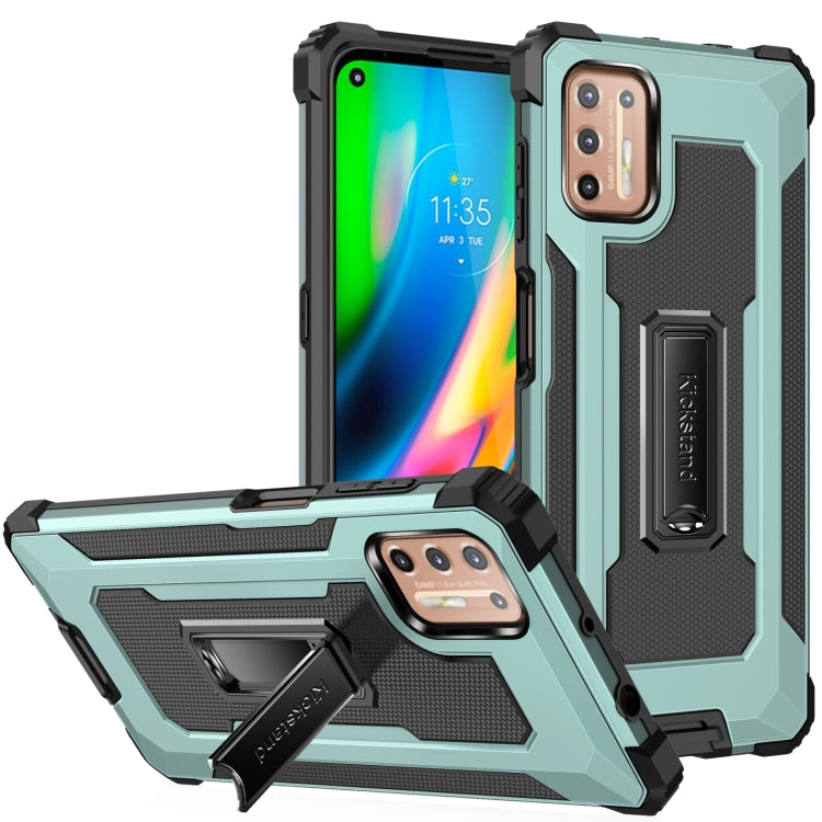 For Motorola Moto G9 Plus 10 PCS Knight Jazz PC+TPU Shockproof Protective Case with Foldable Holder