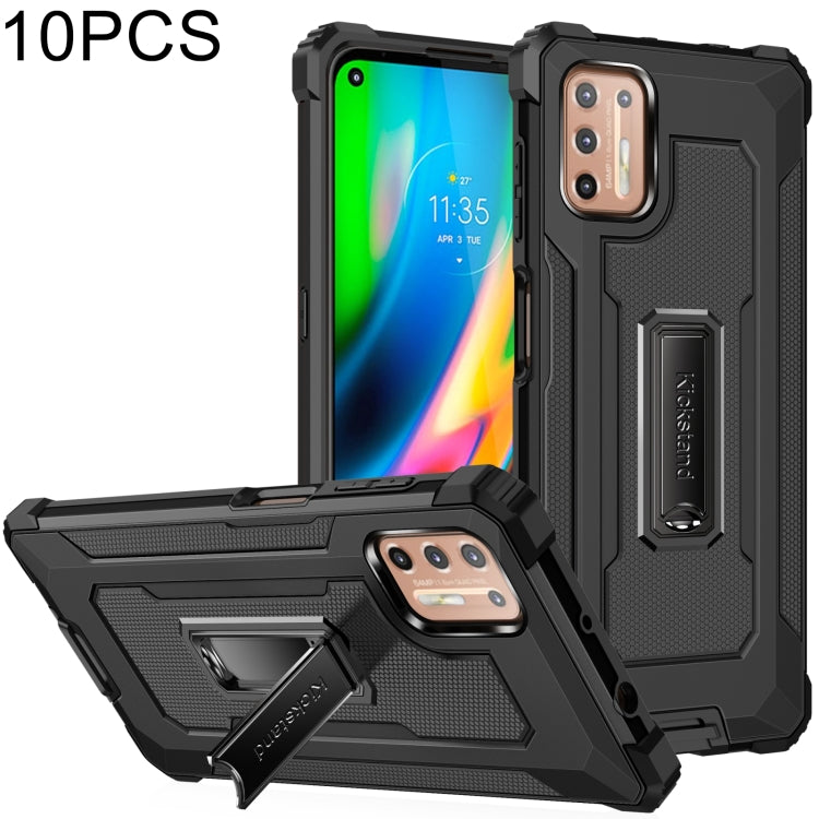 For Motorola Moto G9 Plus 10 PCS Knight Jazz PC+TPU Shockproof Protective Case with Foldable Holder