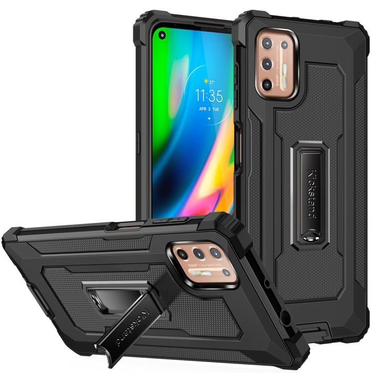For Motorola Moto G9 Plus 10 PCS Knight Jazz PC+TPU Shockproof Protective Case with Foldable Holder