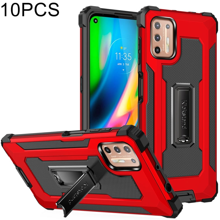 For Motorola Moto G9 Plus 10 PCS Knight Jazz PC+TPU Shockproof Protective Case with Foldable Holder