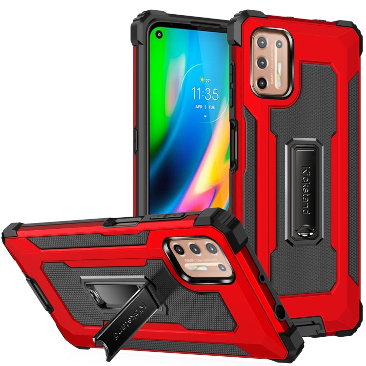 For Motorola Moto G9 Plus 10 PCS Knight Jazz PC+TPU Shockproof Protective Case with Foldable Holder
