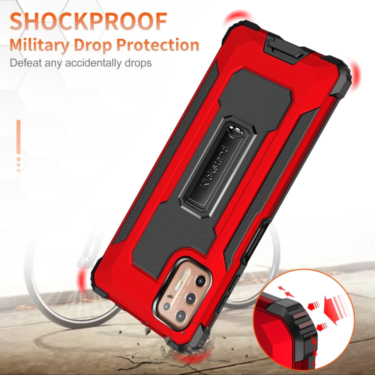 For Motorola Moto G9 Plus 10 PCS Knight Jazz PC+TPU Shockproof Protective Case with Foldable Holder