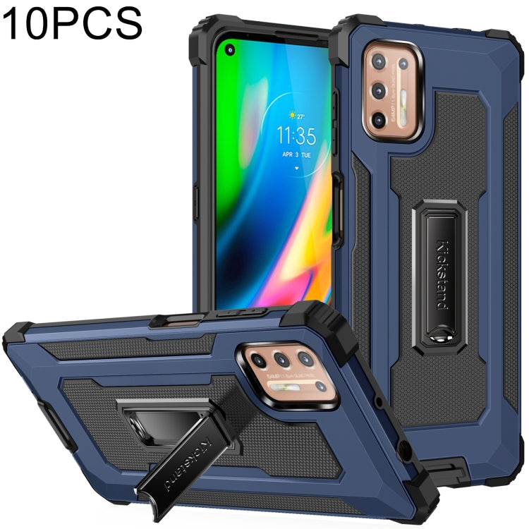 For Motorola Moto G9 Plus 10 PCS Knight Jazz PC+TPU Shockproof Protective Case with Foldable Holder