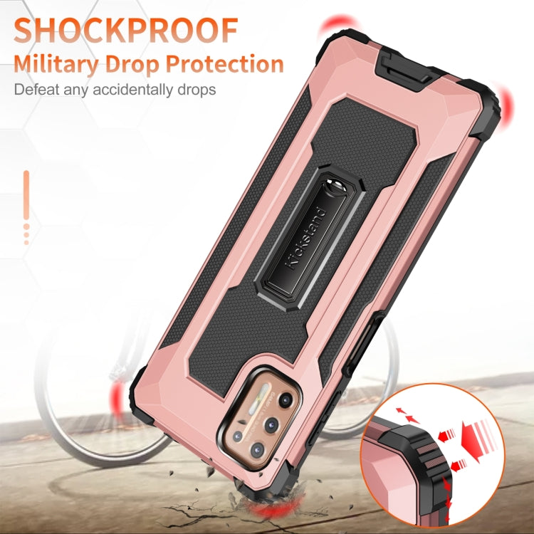 For Motorola Moto G9 Plus 10 PCS Knight Jazz PC+TPU Shockproof Protective Case with Foldable Holder