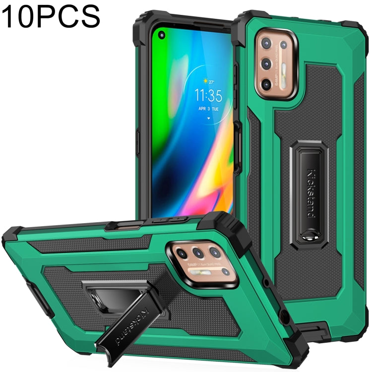 For Motorola Moto G9 Plus 10 PCS Knight Jazz PC+TPU Shockproof Protective Case with Foldable Holder