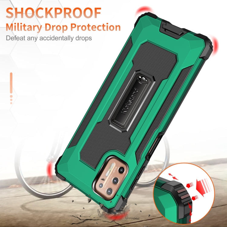 For Motorola Moto G9 Plus 10 PCS Knight Jazz PC+TPU Shockproof Protective Case with Foldable Holder