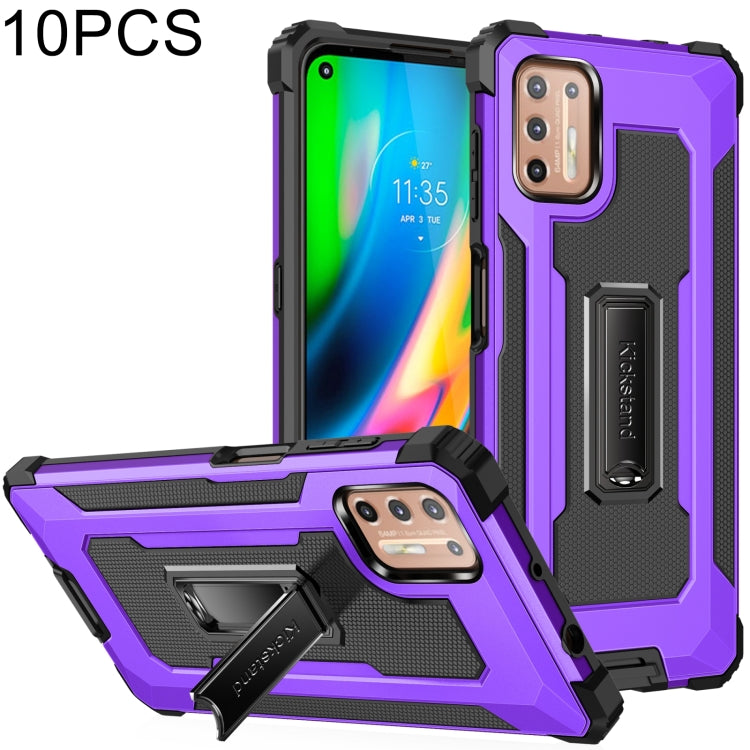 For Motorola Moto G9 Plus 10 PCS Knight Jazz PC+TPU Shockproof Protective Case with Foldable Holder