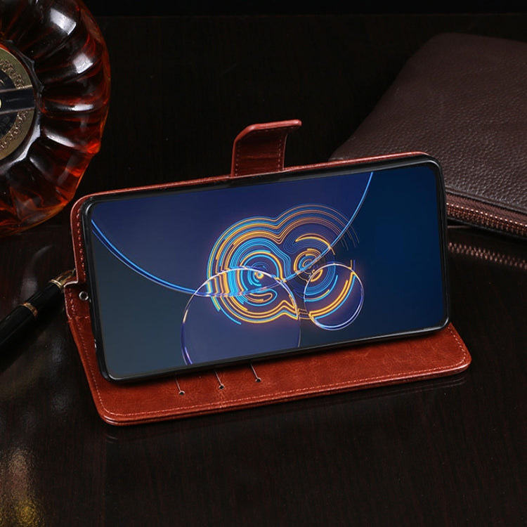For Asus Zenfone 8 Flip idewei Crazy Horse Texture Horizontal Flip Leather Case with Holder & Card Slots & Wallet