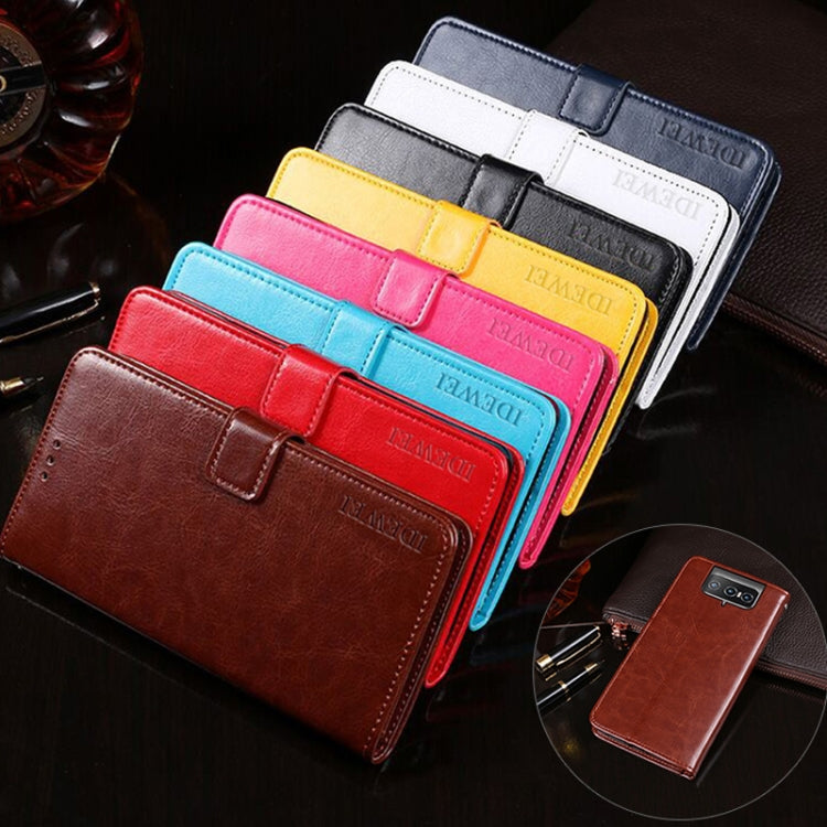 For Asus Zenfone 8 Flip idewei Crazy Horse Texture Horizontal Flip Leather Case with Holder & Card Slots & Wallet