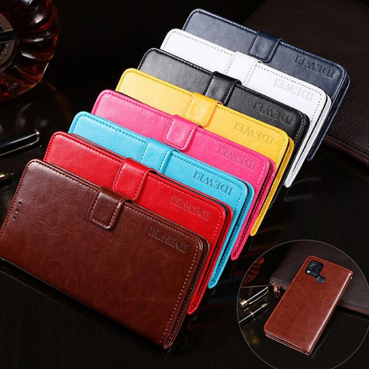 For Infinix Hot 10T idewei Crazy Horse Texture Horizontal Flip Leather Case with Holder & Card Slots & Wallet