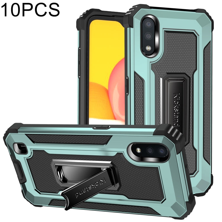 For Samsung Galaxy A01 US Version 10 PCS Knight Jazz PC+TPU Shockproof Protective Case with Foldable Holder