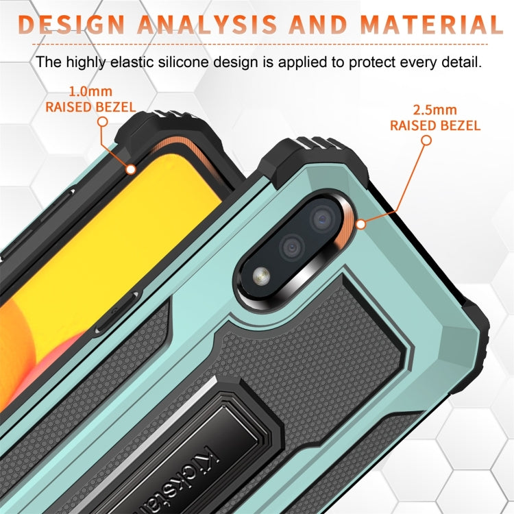 For Samsung Galaxy A01 US Version 10 PCS Knight Jazz PC+TPU Shockproof Protective Case with Foldable Holder
