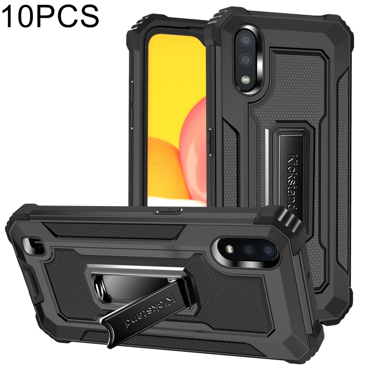 For Samsung Galaxy A01 US Version 10 PCS Knight Jazz PC+TPU Shockproof Protective Case with Foldable Holder