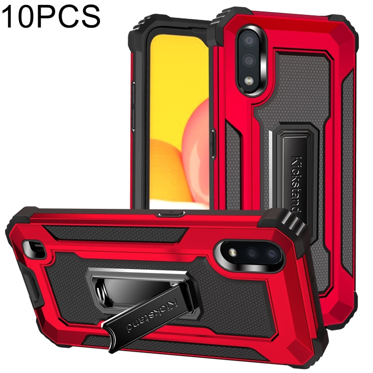 For Samsung Galaxy A01 US Version 10 PCS Knight Jazz PC+TPU Shockproof Protective Case with Foldable Holder