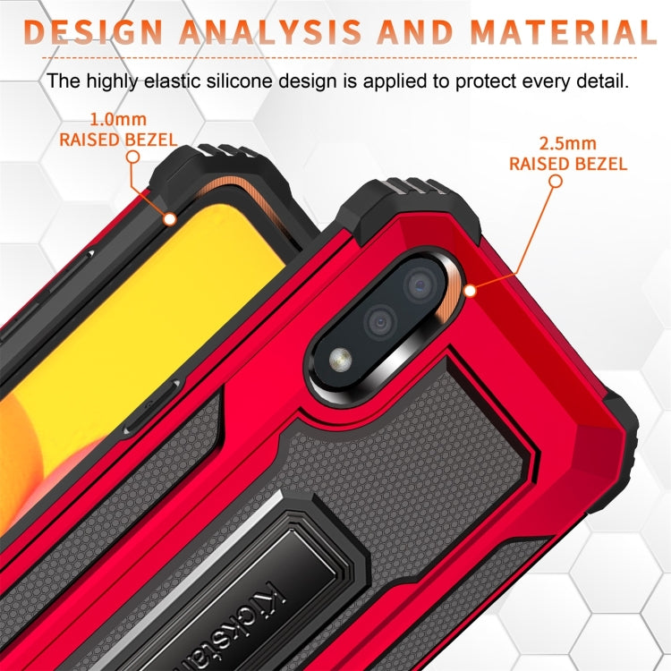 For Samsung Galaxy A01 US Version 10 PCS Knight Jazz PC+TPU Shockproof Protective Case with Foldable Holder