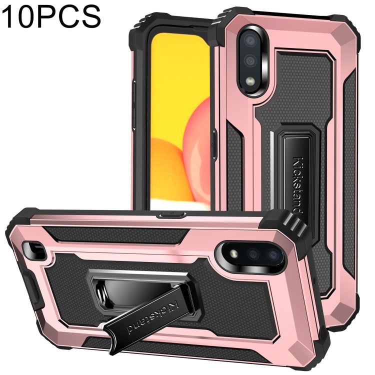 For Samsung Galaxy A01 US Version 10 PCS Knight Jazz PC+TPU Shockproof Protective Case with Foldable Holder