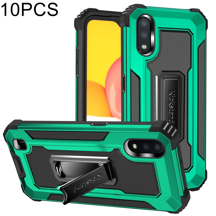 For Samsung Galaxy A01 US Version 10 PCS Knight Jazz PC+TPU Shockproof Protective Case with Foldable Holder