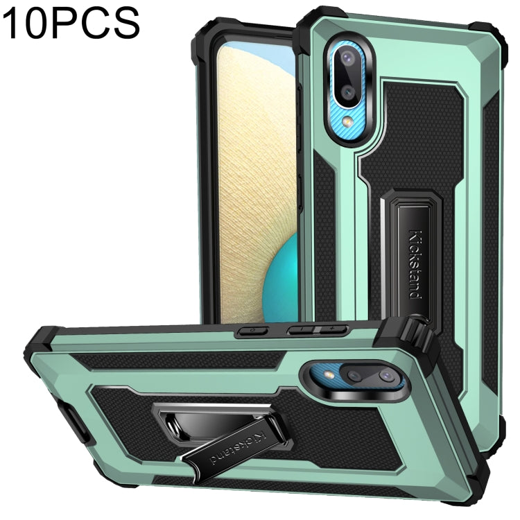 For Samsung Galaxy A02 / M02 10 PCS Knight Jazz PC+TPU Shockproof Protective Case with Foldable Holder
