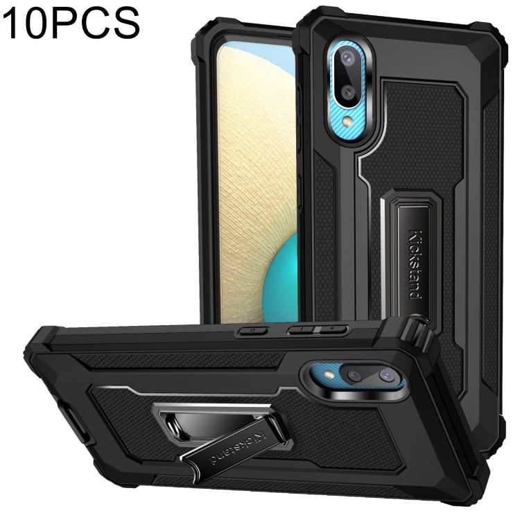For Samsung Galaxy A02 / M02 10 PCS Knight Jazz PC+TPU Shockproof Protective Case with Foldable Holder