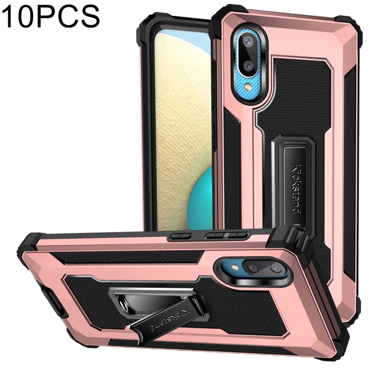 For Samsung Galaxy A02 / M02 10 PCS Knight Jazz PC+TPU Shockproof Protective Case with Foldable Holder