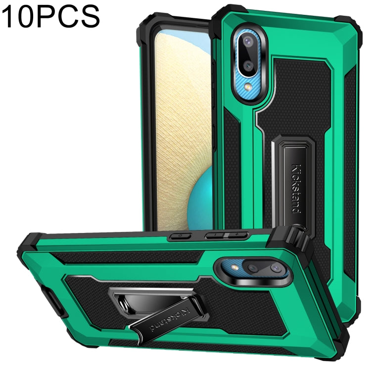 For Samsung Galaxy A02 / M02 10 PCS Knight Jazz PC+TPU Shockproof Protective Case with Foldable Holder