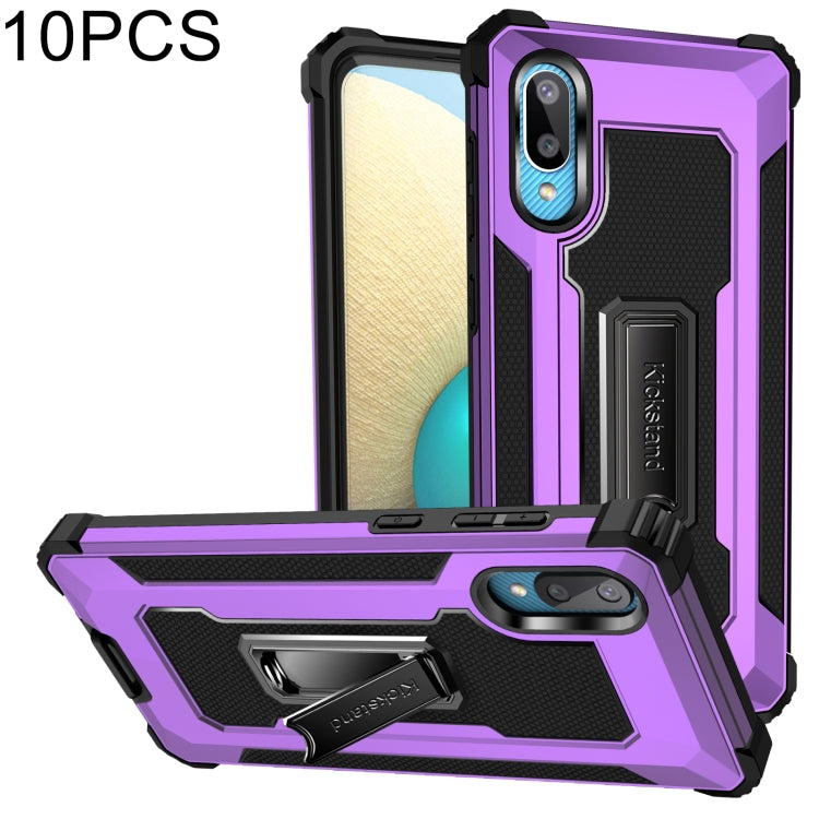 For Samsung Galaxy A02 / M02 10 PCS Knight Jazz PC+TPU Shockproof Protective Case with Foldable Holder