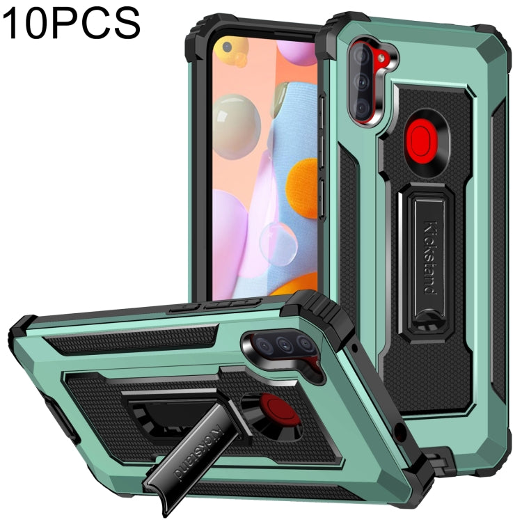 For Samsung Galaxy A11 US Version 10 PCS Knight Jazz PC+TPU Shockproof Protective Case with Foldable Holder