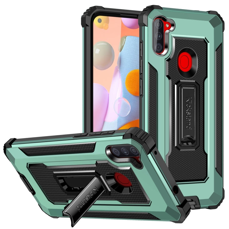 For Samsung Galaxy A11 US Version 10 PCS Knight Jazz PC+TPU Shockproof Protective Case with Foldable Holder