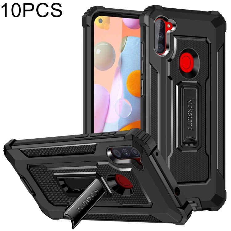 For Samsung Galaxy A11 US Version 10 PCS Knight Jazz PC+TPU Shockproof Protective Case with Foldable Holder