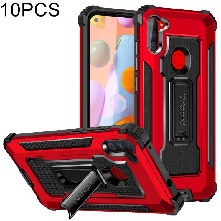 For Samsung Galaxy A11 US Version 10 PCS Knight Jazz PC+TPU Shockproof Protective Case with Foldable Holder