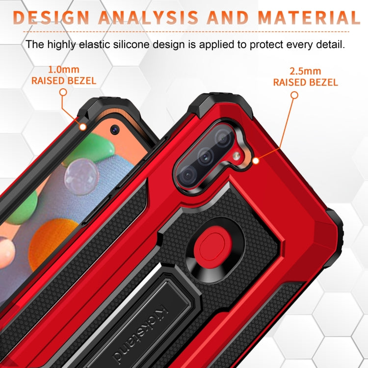 For Samsung Galaxy A11 US Version 10 PCS Knight Jazz PC+TPU Shockproof Protective Case with Foldable Holder