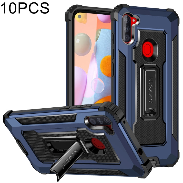 For Samsung Galaxy A11 US Version 10 PCS Knight Jazz PC+TPU Shockproof Protective Case with Foldable Holder