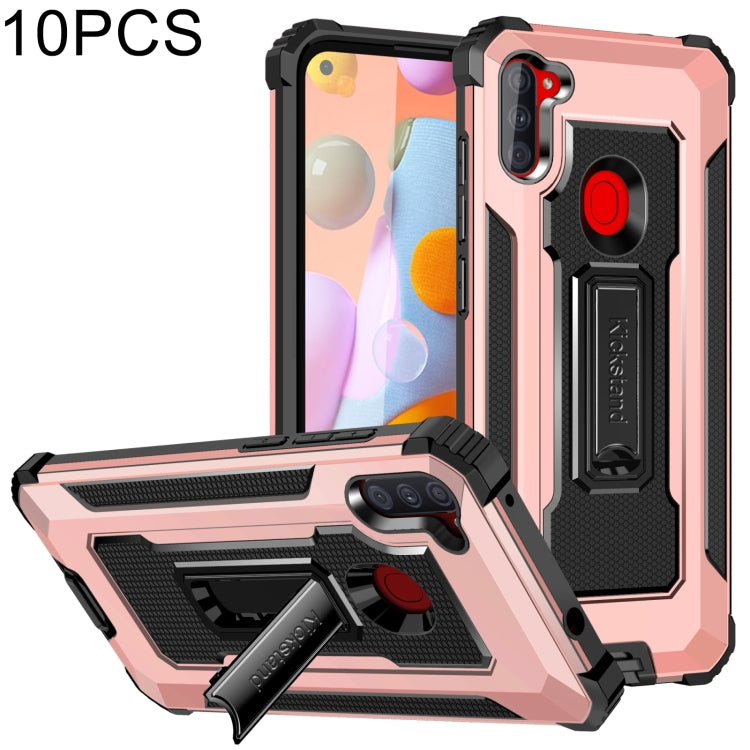 For Samsung Galaxy A11 US Version 10 PCS Knight Jazz PC+TPU Shockproof Protective Case with Foldable Holder