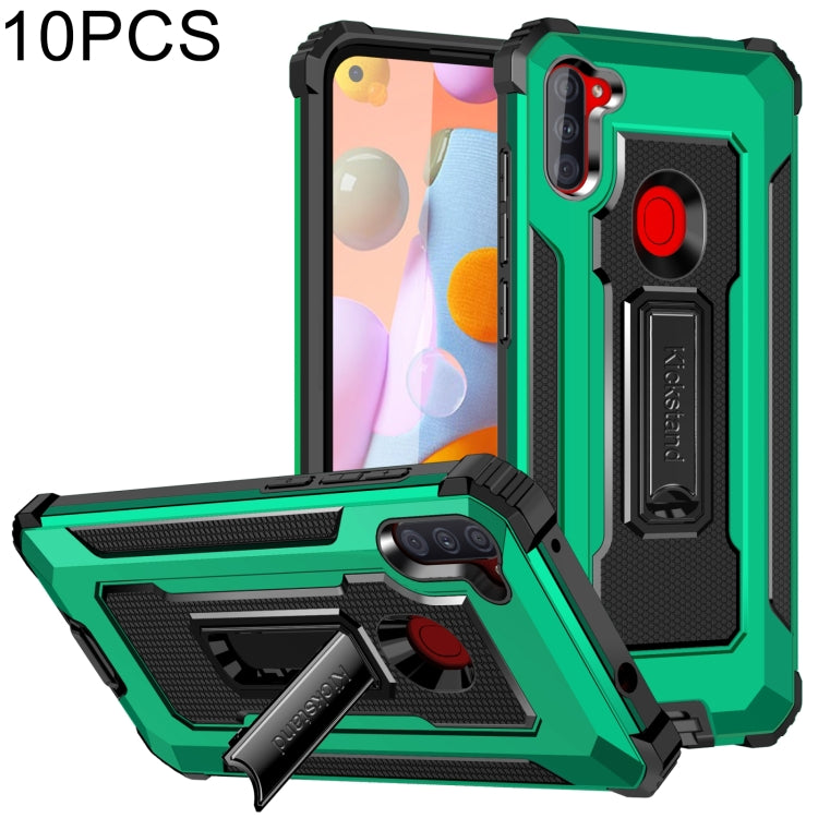 For Samsung Galaxy A11 US Version 10 PCS Knight Jazz PC+TPU Shockproof Protective Case with Foldable Holder