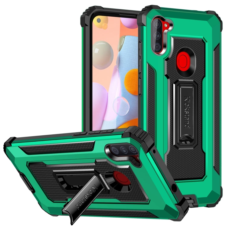 For Samsung Galaxy A11 US Version 10 PCS Knight Jazz PC+TPU Shockproof Protective Case with Foldable Holder