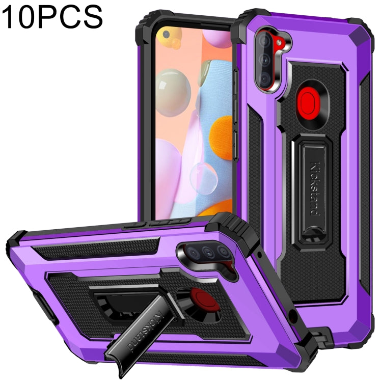 For Samsung Galaxy A11 US Version 10 PCS Knight Jazz PC+TPU Shockproof Protective Case with Foldable Holder